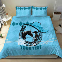 Personalized Kentucky Horse Racing Bedding Set Beauty and The Horse Blue Version LT01