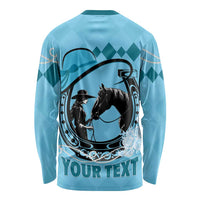 Personalized Kentucky Horse Racing Long Sleeve Shirt Beauty and The Horse Blue Version LT01