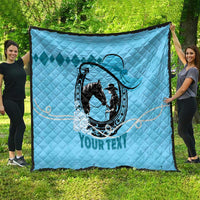 Personalized Kentucky Horse Racing Quilt Beauty and The Horse Blue Version LT01