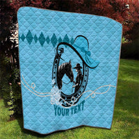 Personalized Kentucky Horse Racing Quilt Beauty and The Horse Blue Version LT01