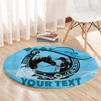 Personalized Kentucky Horse Racing Round Carpet Beauty and The Horse Blue Version LT01