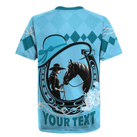 Personalized Kentucky Horse Racing Rugby Jersey Beauty and The Horse Blue Version LT01