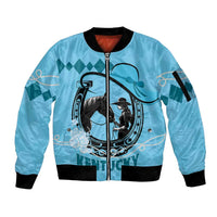 Personalized Kentucky Horse Racing Sleeve Zip Bomber Jacket Beauty and The Horse Blue Version LT01