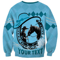 Personalized Kentucky Horse Racing Sweatshirt Beauty and The Horse Blue Version LT01