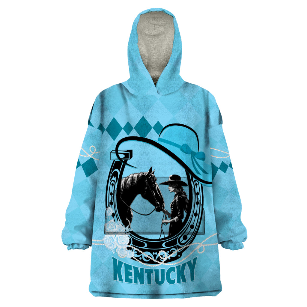 Personalized Kentucky Horse Racing 2024 Wearable Blanket Hoodie Beauty and The Horse Blue Version