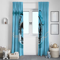 Personalized Kentucky Horse Racing Window Curtain Beauty and The Horse Blue Version LT01