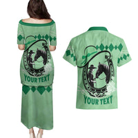 Personalized Kentucky Horse Racing Couples Matching Puletasi and Hawaiian Shirt Beauty and The Horse Green Version LT01
