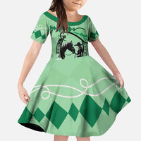 Personalized Kentucky Horse Racing Family Matching Puletasi and Hawaiian Shirt Beauty and The Horse Green Version LT01