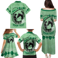Personalized Kentucky Horse Racing Family Matching Puletasi and Hawaiian Shirt Beauty and The Horse Green Version LT01