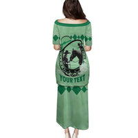 Personalized Kentucky Horse Racing Family Matching Puletasi and Hawaiian Shirt Beauty and The Horse Green Version LT01