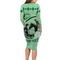 Personalized Kentucky Horse Racing Long Sleeve Bodycon Dress Beauty and The Horse Green Version LT01