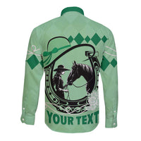 Personalized Kentucky Horse Racing Long Sleeve Button Shirt Beauty and The Horse Green Version LT01