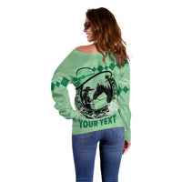 Personalized Kentucky Horse Racing Off Shoulder Sweater Beauty and The Horse Green Version LT01