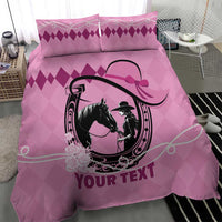 Personalized Kentucky Horse Racing Bedding Set Beauty and The Horse Pink Version LT01