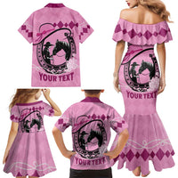 Personalized Kentucky Horse Racing Family Matching Mermaid Dress and Hawaiian Shirt Beauty and The Horse Pink Version LT01