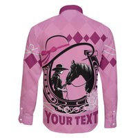 Personalized Kentucky Horse Racing Family Matching Off The Shoulder Long Sleeve Dress and Hawaiian Shirt Beauty and The Horse Pink Version LT01