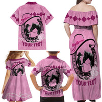 Personalized Kentucky Horse Racing Family Matching Off Shoulder Maxi Dress and Hawaiian Shirt Beauty and The Horse Pink Version LT01