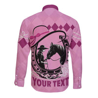 Personalized Kentucky Horse Racing Long Sleeve Button Shirt Beauty and The Horse Pink Version LT01