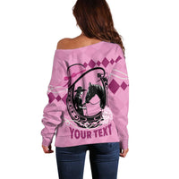 Personalized Kentucky Horse Racing Off Shoulder Sweater Beauty and The Horse Pink Version LT01