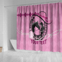 Personalized Kentucky Horse Racing Shower Curtain Beauty and The Horse Pink Version LT01