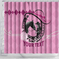 Personalized Kentucky Horse Racing Shower Curtain Beauty and The Horse Pink Version LT01