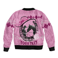 Personalized Kentucky Horse Racing Sleeve Zip Bomber Jacket Beauty and The Horse Pink Version LT01