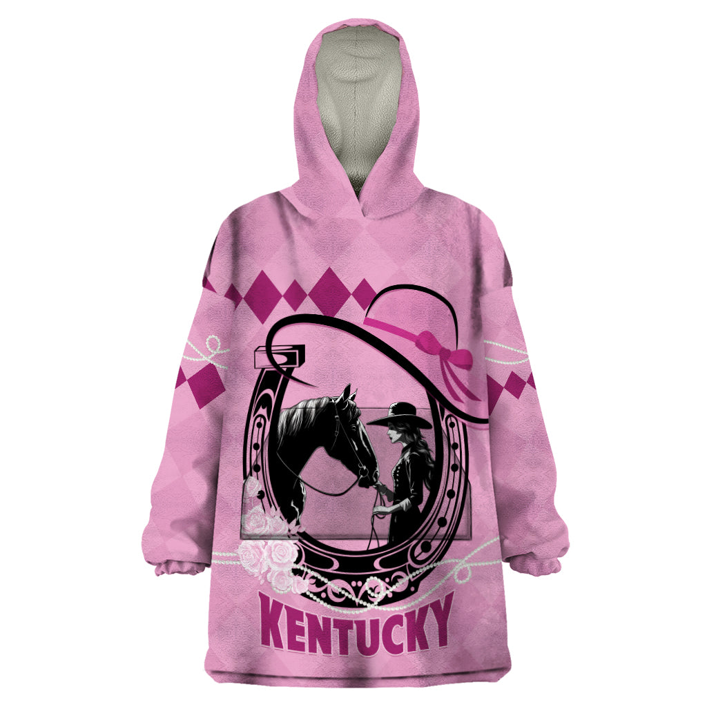 Personalized Kentucky Horse Racing 2024 Wearable Blanket Hoodie Beauty and The Horse Pink Version