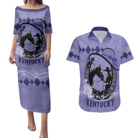 Personalized Kentucky Horse Racing Couples Matching Puletasi and Hawaiian Shirt Beauty and The Horse Purple Version LT01