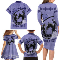 Personalized Kentucky Horse Racing Family Matching Long Sleeve Bodycon Dress and Hawaiian Shirt Beauty and The Horse Purple Version LT01