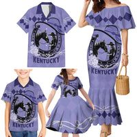 Personalized Kentucky Horse Racing Family Matching Mermaid Dress and Hawaiian Shirt Beauty and The Horse Purple Version LT01