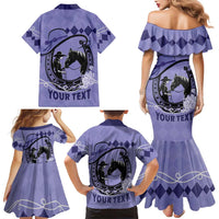 Personalized Kentucky Horse Racing Family Matching Mermaid Dress and Hawaiian Shirt Beauty and The Horse Purple Version LT01