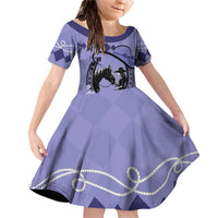 Personalized Kentucky Horse Racing Family Matching Off Shoulder Short Dress and Hawaiian Shirt Beauty and The Horse Purple Version LT01