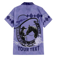 Personalized Kentucky Horse Racing Family Matching Short Sleeve Bodycon Dress and Hawaiian Shirt Beauty and The Horse Purple Version LT01