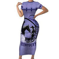 Personalized Kentucky Horse Racing Family Matching Short Sleeve Bodycon Dress and Hawaiian Shirt Beauty and The Horse Purple Version LT01