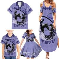 Personalized Kentucky Horse Racing Family Matching Summer Maxi Dress and Hawaiian Shirt Beauty and The Horse Purple Version LT01