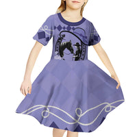 Personalized Kentucky Horse Racing Kid Short Sleeve Dress Beauty and The Horse Purple Version LT01