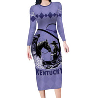 Personalized Kentucky Horse Racing Long Sleeve Bodycon Dress Beauty and The Horse Purple Version LT01