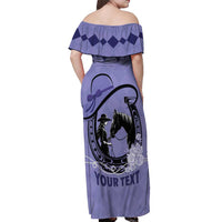 Personalized Kentucky Horse Racing Off Shoulder Maxi Dress Beauty and The Horse Purple Version LT01