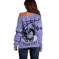 Personalized Kentucky Horse Racing Off Shoulder Sweater Beauty and The Horse Purple Version LT01