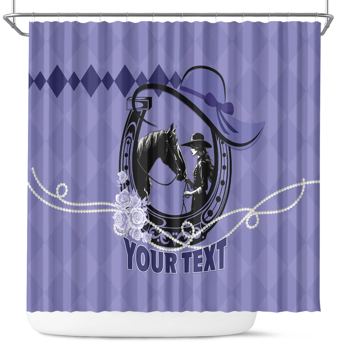 Personalized Kentucky Horse Racing 2024 Shower Curtain Beauty and The Horse Purple Version