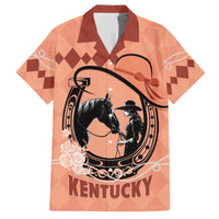 Personalized Kentucky Horse Racing Family Matching Off The Shoulder Long Sleeve Dress and Hawaiian Shirt Beauty and The Horse Orange Version LT01