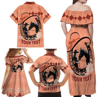 Personalized Kentucky Horse Racing Family Matching Off Shoulder Maxi Dress and Hawaiian Shirt Beauty and The Horse Orange Version LT01