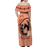 Personalized Kentucky Horse Racing Family Matching Off Shoulder Maxi Dress and Hawaiian Shirt Beauty and The Horse Orange Version LT01