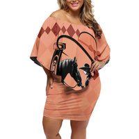 Personalized Kentucky Horse Racing Family Matching Off Shoulder Short Dress and Hawaiian Shirt Beauty and The Horse Orange Version LT01