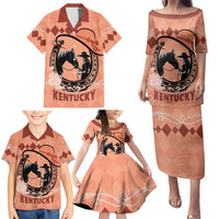 Personalized Kentucky Horse Racing Family Matching Puletasi and Hawaiian Shirt Beauty and The Horse Orange Version LT01