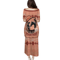 Personalized Kentucky Horse Racing Family Matching Puletasi and Hawaiian Shirt Beauty and The Horse Orange Version LT01