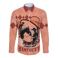 Personalized Kentucky Horse Racing Long Sleeve Button Shirt Beauty and The Horse Orange Version LT01