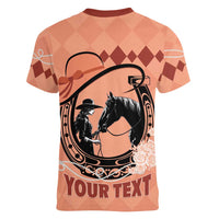 Personalized Kentucky Horse Racing Women V-Neck T-Shirt Beauty and The Horse Orange Version LT01