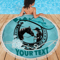 Personalized Kentucky Horse Racing Beach Blanket Beauty and The Horse Teal Version LT01