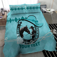 Personalized Kentucky Horse Racing Bedding Set Beauty and The Horse Teal Version LT01